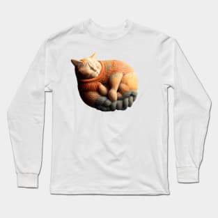 Sleepy Kitty Cat Knitten Kitten Long Sleeve T-Shirt